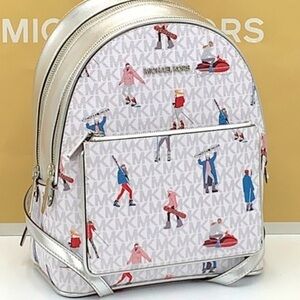 Michael Kors Jet Set Girls Adina Medium Backpack MK Bright White Silver …